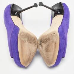 Sergio Rossi Purple Suede Open Toe Platform Pumps Size 35.5