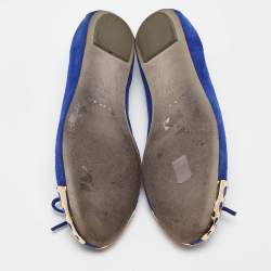 Pre Owned Sergio Rossi Blue Suede Ballet Flats Size 40