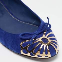 Pre Owned Sergio Rossi Blue Suede Ballet Flats Size 40