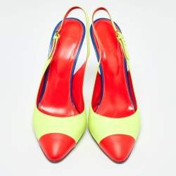 Sergio Rossi Tri Color Leather Slingback Pumps Size 40