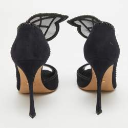 Pre Owned Sergio Rossi Navy Blue Suede Royal Strass Crystals Pumps Size 37