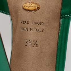 Pre Owned Sergio Rossi Green Patent Leather Ankle Strap Platform Pumps Size 36.5