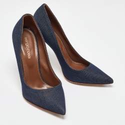 Pre Owned Sergio Rossi Blue Denim Pointed Toe Pumps Size 36