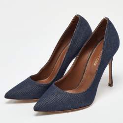 Pre Owned Sergio Rossi Blue Denim Pointed Toe Pumps Size 36