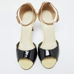 Sergio Rossi Multicolor Patent Leather Ankle Strap Sandals Size 38.5
