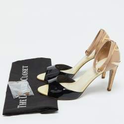 Sergio Rossi Multicolor Patent Leather Ankle Strap Sandals Size 38.5