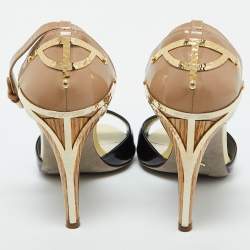 Sergio Rossi Multicolor Patent Leather Ankle Strap Sandals Size 38.5