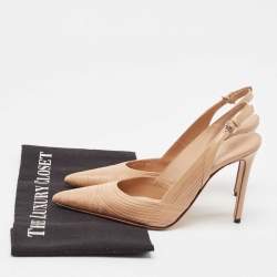 Pre Owned Sergio Rossi Beige Leather Slingback Pumps Size 34.5