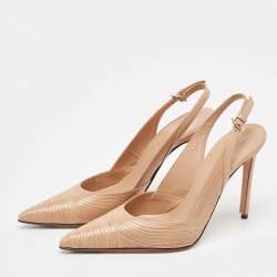 Pre Owned Sergio Rossi Beige Leather Slingback Pumps Size 34.5