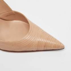 Pre Owned Sergio Rossi Beige Leather Slingback Pumps Size 34.5
