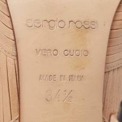 Pre Owned Sergio Rossi Beige Leather Slingback Pumps Size 34.5