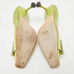 Pre Owned Sergio Rossi Green Satin Sr Twenty 90 Pumps Size 38.5