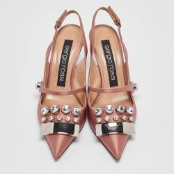 مملوكة مسبقًا Sergio Rossi Beige Satin  Slingback Pumps Size 37