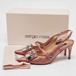 مملوكة مسبقًا Sergio Rossi Beige Satin  Slingback Pumps Size 37