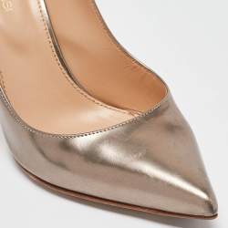 Sergio Rossi Metallic Bronze Leather Pointed Toe Pumps Size 37