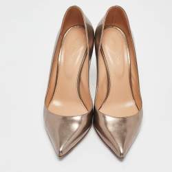 Sergio Rossi Metallic Bronze Leather Pointed Toe Pumps Size 37