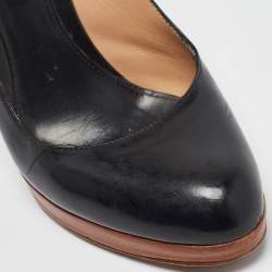 Sergio Rossi Black Leather Platform Slingback Pumps Size 36.5