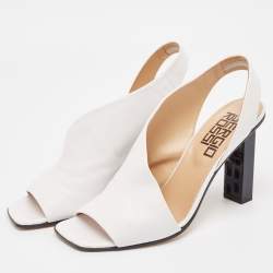 مملوكة مسبقًا Sergio Rossi White Leather D'orsay Slingback Sandals Size 41