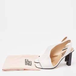 مملوكة مسبقًا Sergio Rossi White Leather D'orsay Slingback Sandals Size 41