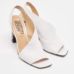 مملوكة مسبقًا Sergio Rossi White Leather D'orsay Slingback Sandals Size 41