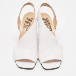 مملوكة مسبقًا Sergio Rossi White Leather D'orsay Slingback Sandals Size 41