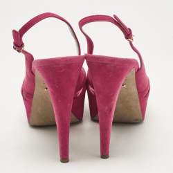 Sergio Rossi Pink Suede Platform Slingback Sandals Size 38.5