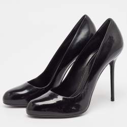 Sergio Rossi Black Patent Leather Round Toe Pumps Size 40