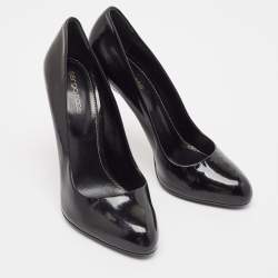 Sergio Rossi Black Patent Leather Round Toe Pumps Size 40