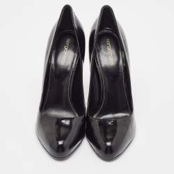 Sergio Rossi Black Patent Leather Round Toe Pumps Size 40