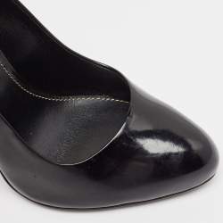 Sergio Rossi Black Patent Leather Round Toe Pumps Size 40