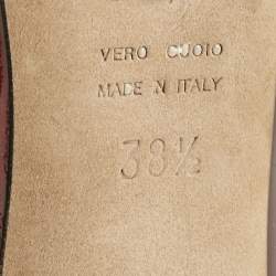 Pre Owned Sergio Rossi Burgundy Patent Leather Peep Toe Platform Pumps Size 38.5