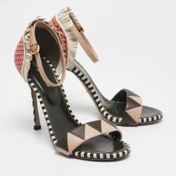 Pre Owned Sergio Rossi Multicolor Leather Ankle Strap Sandals Size 38.5
