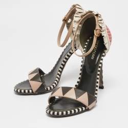 Pre Owned Sergio Rossi Multicolor Leather Ankle Strap Sandals Size 38.5