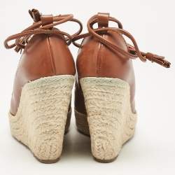 مملوكة مسبقًا Sergio Rossi Brown Leather Wedge Pumps Size 38