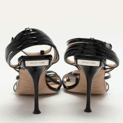 مملوكة مسبقًا Sergio Rossi Black Patent Leather Strappy Sandals Size 40