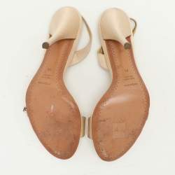 Sergio Rossi Beige Satin Embellished Slingback Sandals Size 41