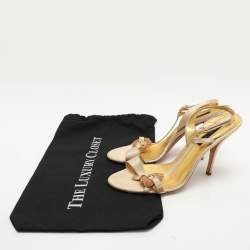 Sergio Rossi Beige Satin Embellished Slingback Sandals Size 41