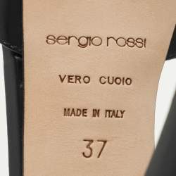 Pre Owned Sergio Rossi Black Leather Edwige Platform Ankle Strap Sandals Size 37