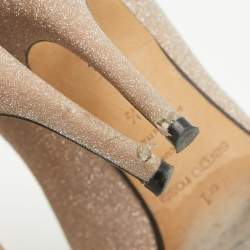 Sergio Rossi Beige Glitter Leather Crystals SR1 Pumps Size 37.5