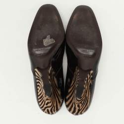 Pre Owned Sergio Rossi Brown Patent Leather Wedge Pumps Size 39.5