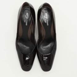 Pre Owned Sergio Rossi Brown Patent Leather Wedge Pumps Size 39.5