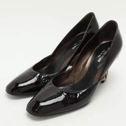 Pre Owned Sergio Rossi Brown Patent Leather Wedge Pumps Size 39.5