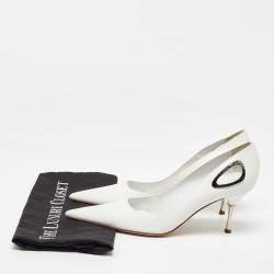 Pre Owned Sergio Rossi White Leather Pointed Toe Pumps Size 40