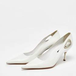 Pre Owned Sergio Rossi White Leather Pointed Toe Pumps Size 40