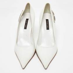 Pre Owned Sergio Rossi White Leather Pointed Toe Pumps Size 40