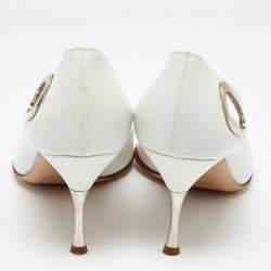 Pre Owned Sergio Rossi White Leather Pointed Toe Pumps Size 40