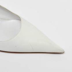 Pre Owned Sergio Rossi White Leather Pointed Toe Pumps Size 40