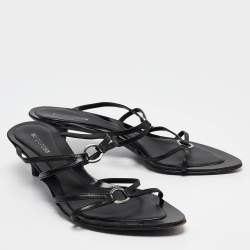 Sergio Rossi Black Leather Strappy Slide Sandals Size 41