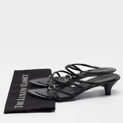 Sergio Rossi Black Leather Strappy Slide Sandals Size 41