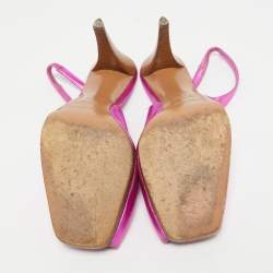 Sergio Rossi Metallic Pink Leather Open Toe Slingback Sandals Size 38